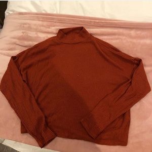 garage orange mock neck long sleeve
